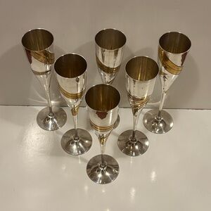 Vintage Silver Plated Champagne Tulip Flutes Set of 6